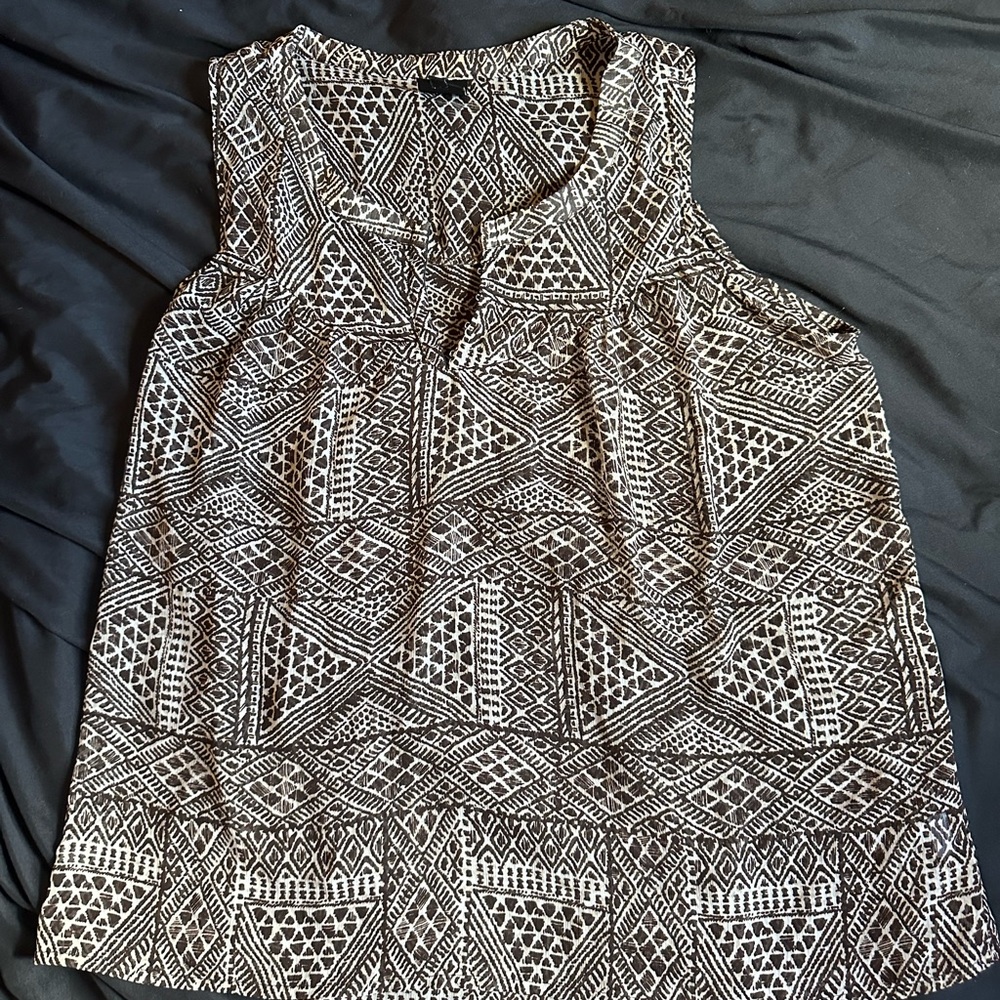 Bobeau Brown and White Geometric Tank Top